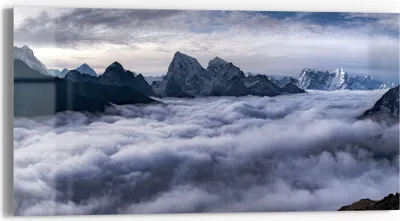 Produktbild von DEQORI Glasbild Echtglas 60x30 cm 'Wolkenberührung' Wandbild Bild modern Deko