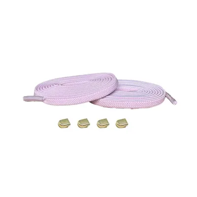 Produktbild von Elastische Schnürsenkel mit Clips - Schnürsenkel: Rosa | Verschluss: Gold