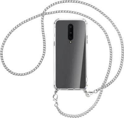 Produktbild von Handykette Backcover-Schutzhülle mit Band (Metall silberfarben) für OnePlus 8 - silberfarbene Kette