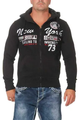 Produktbild von Herren Kapuzenpullover Sweatjacke Sweatshirt Hoodie; Schwarz S