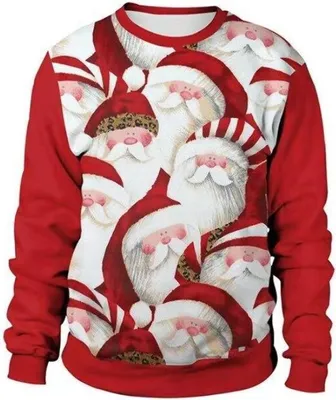 Produktbild von ASKSA Herren Weihnachts Pullover WeihnachtenTops Rundhals Langarm Sweatshirt Sweat Weihnachtsparty Style Pulli,Dunkelrot,L