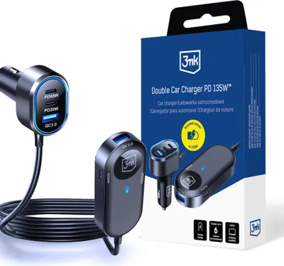 Immagine prodotto di caricabatterie da auto 3Mk doppio 135W Pd Qc Pps Usb 2A4C Nero/Grigio