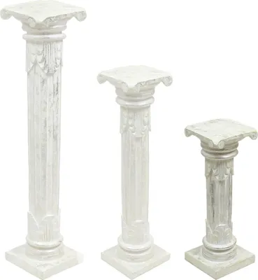 Produktbild von Säule Antike Blumensäule Dekosäule Ständer Sockel Podest Blumenständer Holz in vielen verschiedenen Designs , Säulen Variante Antik:Silberwash 60 cm