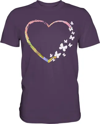 Produktbild von Buntes Herz Schmetterlinge T-Shirt – Urban Purple / XL