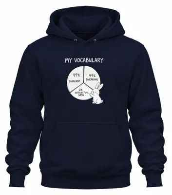 Productafbeelding van Mijn woordenschat: 49% sarcasme, 49% vloeken, 2% intellect.Hoodie, marineblauw, maat S