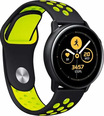 Produktbild von Armband für Samsung Galaxy Watch 6/5/4 20mm weiches Silikon Ersatzarmband Sport atmungsaktiv SCHWARZ-GELB