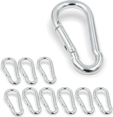 Produktbild von 10x Feuerwehr Karabinerhaken 80x8 mm | Schnapphaken ähnlich DIN 5299 | verzinkt