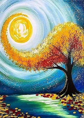 Image de Broderie de diamants Arbre magique - fin de l'été 40x50