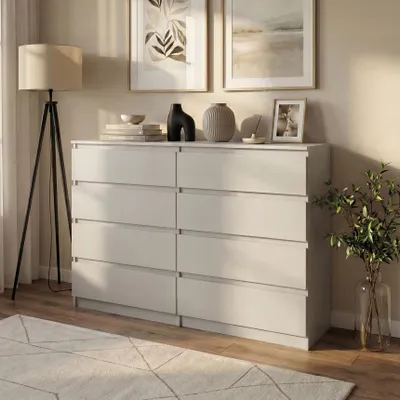 Produktbild von BEAUTYSOFA | Kommode LEMON 140 cm Kaschmir, Sideboard mit 8 Schubladen, Modernes Aufbewahrungsschrank für Schlafzimmer, Wohnzimmer und Flur