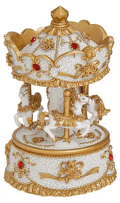 Productafbeelding van Muziekdoos carrousel, van poly (B/H/D) 8x14x8 cm