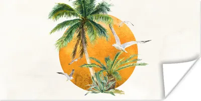 Produktbild von MuchoWow® Poster Palme - Vogel - Strand 40x20 cm - Poster für die Wand - Poster Schlafzimmer