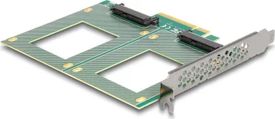 Obrázek produktu pro DeLOCK Karta PCI Express 4.0 x8 na 2 x interní U.2 NVMe SFF-8639 - rozvětvení (DxŠ 144 x 122 mm), PCIe, U.2, Aktivita, Výkon, Windows Server 2022, 1 kusů