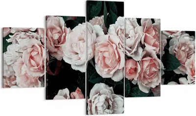 Produktbild von Bild auf Leinwand - Leinwandbild - 5 Teile - Rosen Blumen Blätter - 125x70cm - Wand Bild - Wanddeko - Wandbilder - Leinwanddruck - Bilder - Wanddekoration - Leinwand bilder - Wandbild - EA125x70-4760