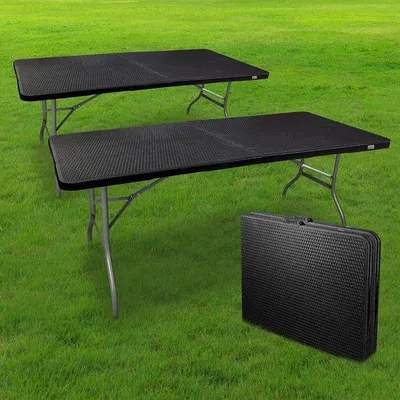 Productafbeelding van Klaptafels Set van 2 - 180 cm Rechthoekig en Inklapbaar - Zwart voor 8 Personen