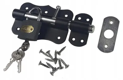 Produktbild von Metalstyl Türriegel 100 mm Schubriegel Schwarz inkl. Schloss