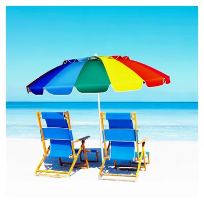 Produktbild von Sonnenschirm 243 cm, Strandschirm mit Verankerung, stabiler Gartenschirm, Terrassenschirm, Marktschirm mit Schutzhülle, runder Sonnenschutz UV50+ (Bunt)
