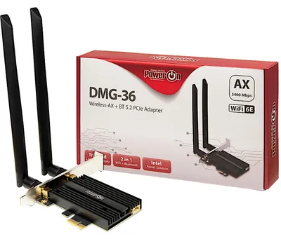Produktbild von Inter-Tech DMG-36, Eingebaut, Kabellos, PCI Express, WLAN / Bluetooth, 5400 Mbit/s, Schwarz, Silber