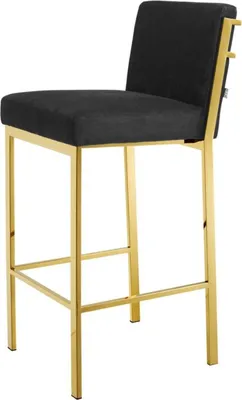 Produktbild von Casa Padrino Luxus Barstuhl Schwarz / Gold 43 x 54 x H. 101 cm - Designer Edelstahl Barhocker mit Samtstoff - Barmöbel