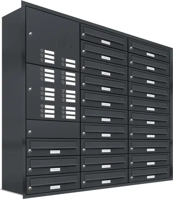Produktbild von 23er Briefkasten Anlage Unterputz Montage RAL 7016 Anthrazit Klingel