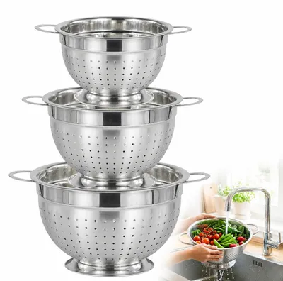 Image de Ensemble de tamis à farine, en acier inoxydable, de 20/24/26 cm, pour la cuisine