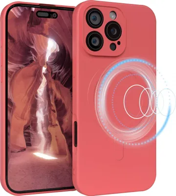 Produktbild von EAZY CASE - Silikonhülle magnetisch für Apple iPhone 16 Pro Max, Hülle Silikon, weich stoßfeste Magnet Handyhülle, Schutzhülle mit Kameraschutz, TPU Bumper in Rot