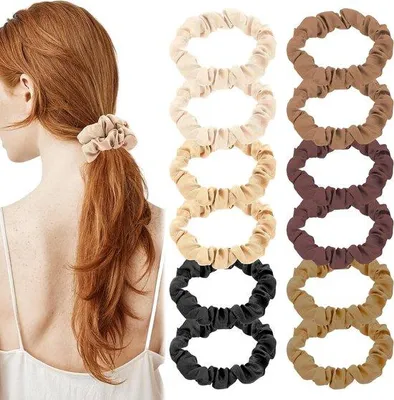 Produktbild von Famanu Scrunchies Set 12 Stück - Satin in 6 Farben
