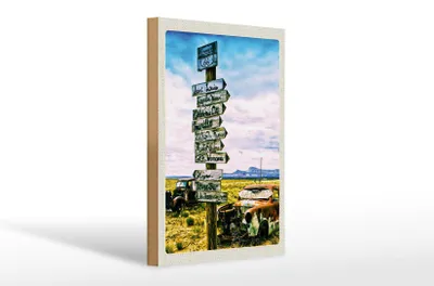 Produktbild von Holzschild Reise 20x30cm Amerika USA Route 66 Oldtimer