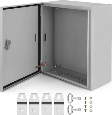 Image de Boîtier de distribution électrique extérieur - Boîtier de raccordement mural - IP66 étanche - Fer - Verrouillable - 50,8 x 40,6 x 25,4 cm - Orange