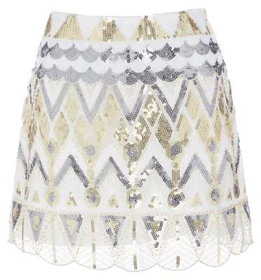 Produktbild von Damen Minirock für festliche Anlässe und Partys aus der Glamour-Kollektion in Weiß, Größe XS