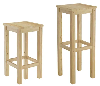 Produktbild von Barhocker Kiefer Massivholz Tresenhocker wählbar in 60cm oder 80cm V-90.71-44-45
