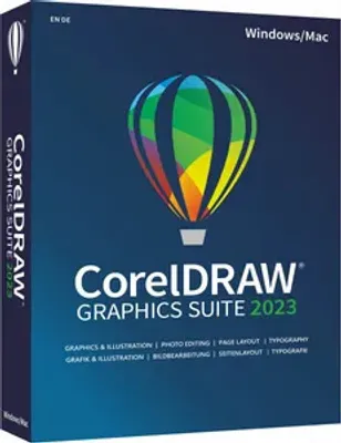 Produktbild von Corel CorelDRAW Graphics Suite 2023, Grafischer Editor, Mehrsprachig, Box, Windows 10, Windows 11, Mac OS X 12.0 Monterey, Mac OS X 13.0 Ventura, 5500 MB