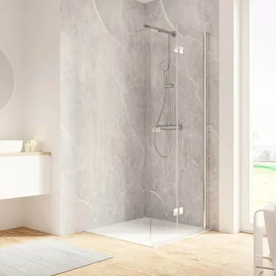 Produktbild von Walk In mit Drehfalttür SCHULTE Garant 2.0 90 x 200 cm Profil chrom Klarglas Türanschlag rechts