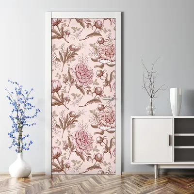 Produktbild von Dekorative Türtapete selbstklebend Klebefolie Türaufkleber Aufkleber Rosa Pfingstrosen 77 x 200 cm
