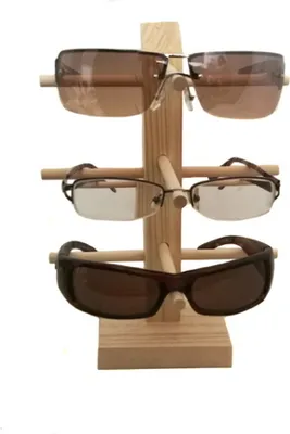 Produktbild von Brillenständer Brillenpräsenter Brillendisplay für 3 Brillen Holz-Ständer