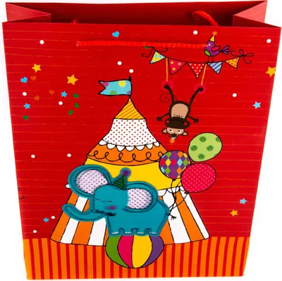 Produktbild von Geschenktüte Kinder 26x32cm - Bunte Papiertragetasche Motive Geschenkverpackung