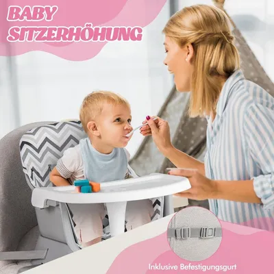 Produktbild von 6-in-1 Babyhochstuhl Hochstuhl & Essstuhl & Lerntisch Babystuhl Kombihochstuhl Grau und Weiß