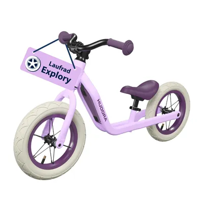 Produktbild von HUDORA Laufrad Explory ab 2,5 Jahren - lavender - Balance Bike mit Luftrad & Verstellbarer Sattelhöhe - für Jungen & Mädchen von 90-110 cm
