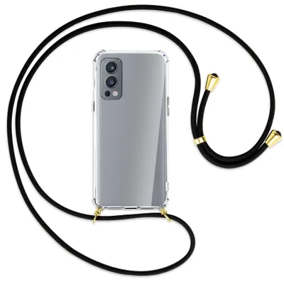 Produktbild von Handykette Backcover-Schutzhülle mit Band (Metall goldfarben) für OnePlus Nord 2 5G - schwarz