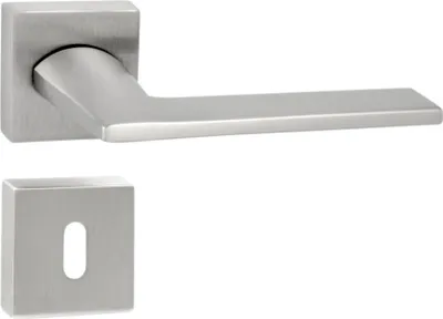 Produktbild von DOMINO Türgriff Drückergarnitur BB-Buntbart Set | quadratische Rosette | Türklinke für Zimmertür, Bürotür, Kellertür & Innentür | Türbeschläge aus Znal |Chrom Türdrückergarnitur | DIANA QR M6