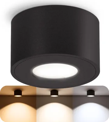 Produktbild von SSC-LUXon CELI-1 Aufbauleuchte IP44 Schutz für Bad & Außen inkl. LED Leuchtmittel 230V - Aufputz LED Spot schwarz 4W Lichtfarbe warm / neutral / kalt