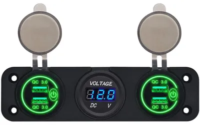 Produktbild von ProRide 12V USB-Autoladegerät 4 Ports QC3.0 P12526 mit Voltmeter