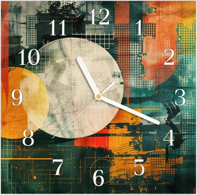 Produktbild von Wanduhr aus Glas mit Motiv Abstrakte Geometrie- 30 x 30 cm - inkl. Aufhängesystem