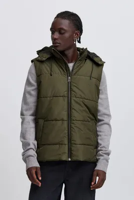 Produktbild von Blend BHVest Herren Weste Steppweste Outdoor-Weste mit Kapuze Kordelzug Stehkragen Regular fit