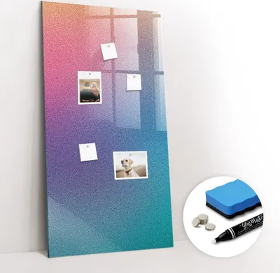 Produktbild von Magnetpinnwand Memoboard - Zubehörsatz - Weißer Marker + Schwamm + Magnete - 60 x 120 cm - Gradientenabstraktion