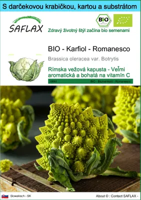Obrázok produktu pre SAFLAX Darčeková sada - BIO - Karfiol - Romanesco - Brassica oleracea var. Botrytis - 50 Semená - S darčekovou krabičkou, prepravným štítkom, darčekovou kartou a pestovateľským médiom