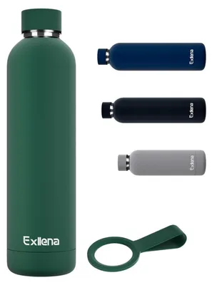 Immagine prodotto di Borraccia in acciaio inossidabile, 1000 ml, verde oliva, a prova di perdite, mantiene le bevande fredde per 24 ore e calde per 12 ore