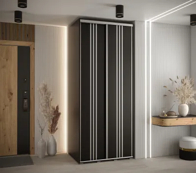 Produktbild von Kleiderschrank YVONA 6 - 120/60 cm, schwarz/silber