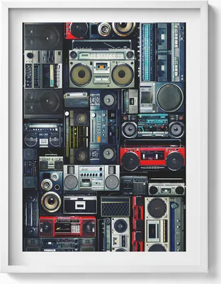 Produktbild von Musik aus dem Ghettoblaster– Wandbild mit Rahmen – Gerahmtes Bild  – Wanddekoration – 60x80 cm –  Weiß Rahmen