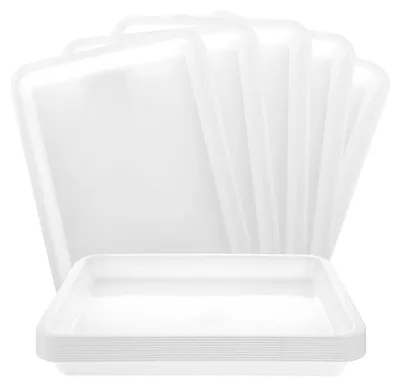 Immagine prodotto di Vassoio grande - Rettangolare - In plastica - 15 pezzi - Riutilizzabile - 34,5 x 25,3 x 3,2 cm - Ideale per bar, ristoranti, feste - Stoviglie
