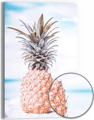 Produktbild von DEQOART Hybrid Leinwand Bild 60x90 cm 'Tropischer Sommergenuss' Wandbild Glas flach modern